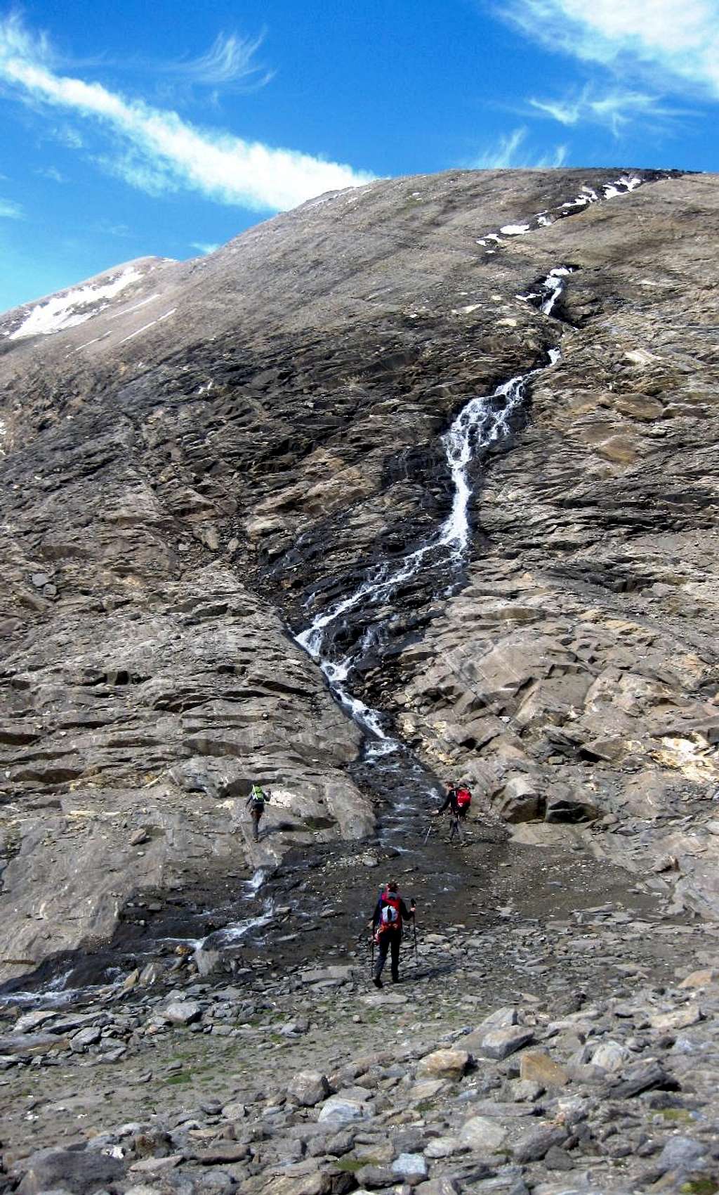 Waterfall coming off the Breitkopf to the Fuscherkarscharte