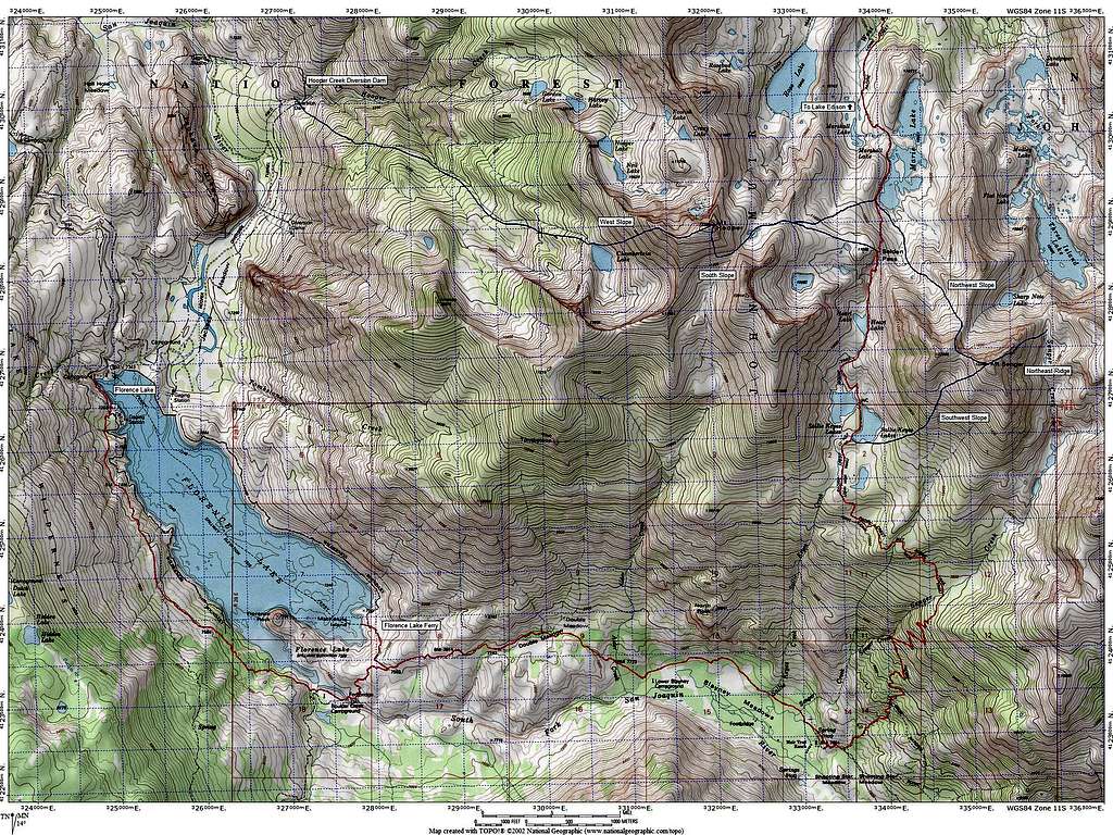 Route Map for Mount Hooper and Mount Senger