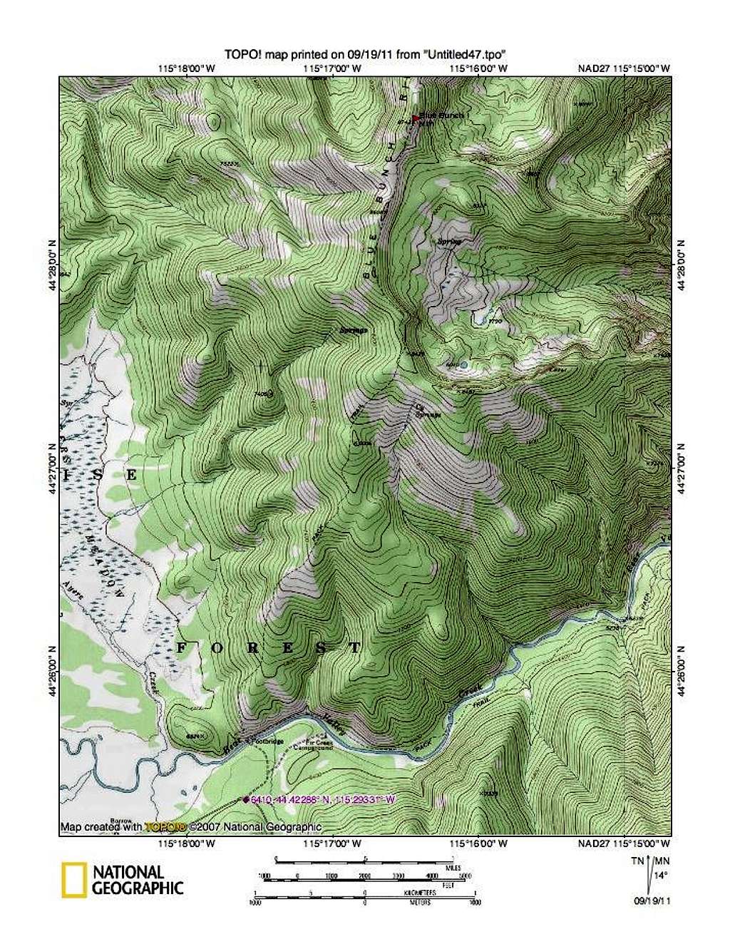 Blue Bunch Mountain map