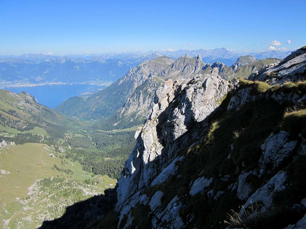 View from the summit of Dent d'Oche towards Montreux