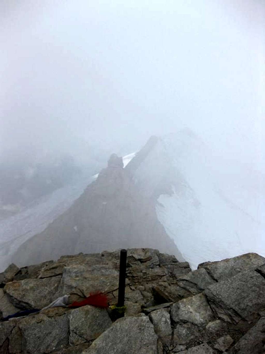 Romariskopf summit - the NW ridge barely visible in the clouds