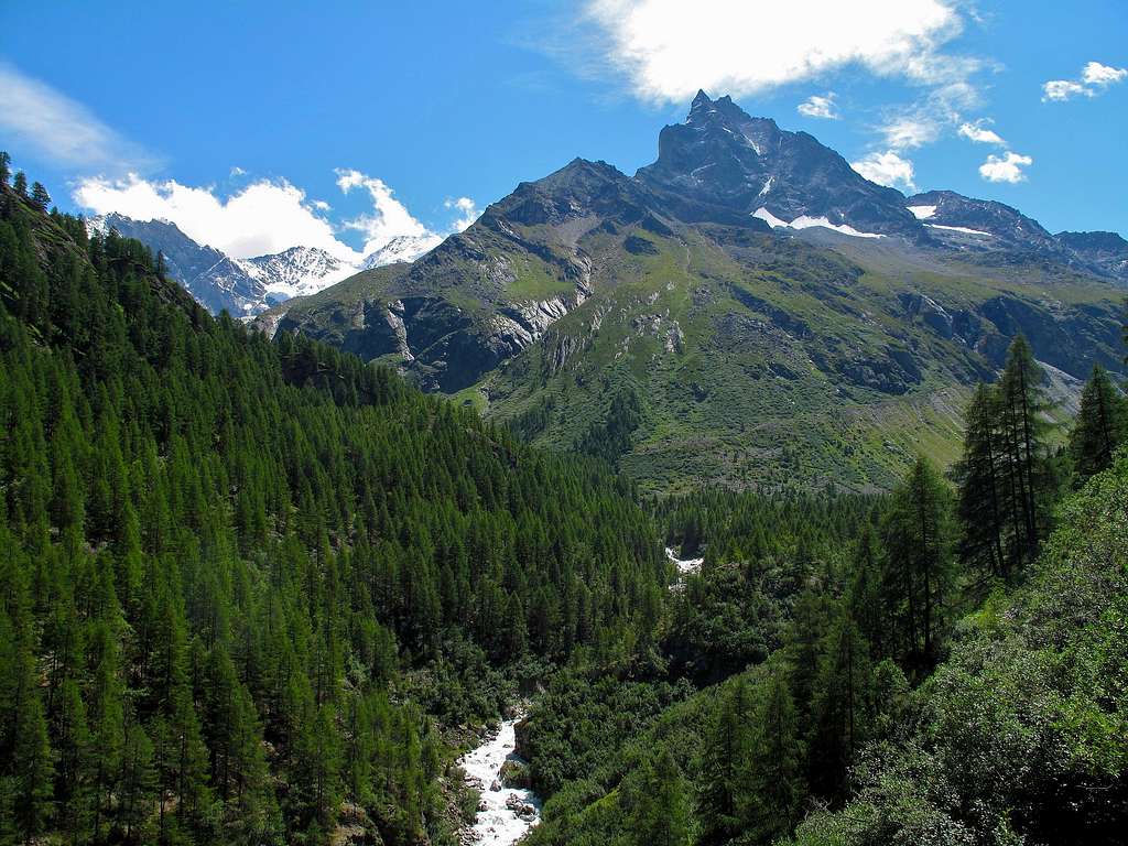 Mount Besso dominating the very upper part of the Zinal valley