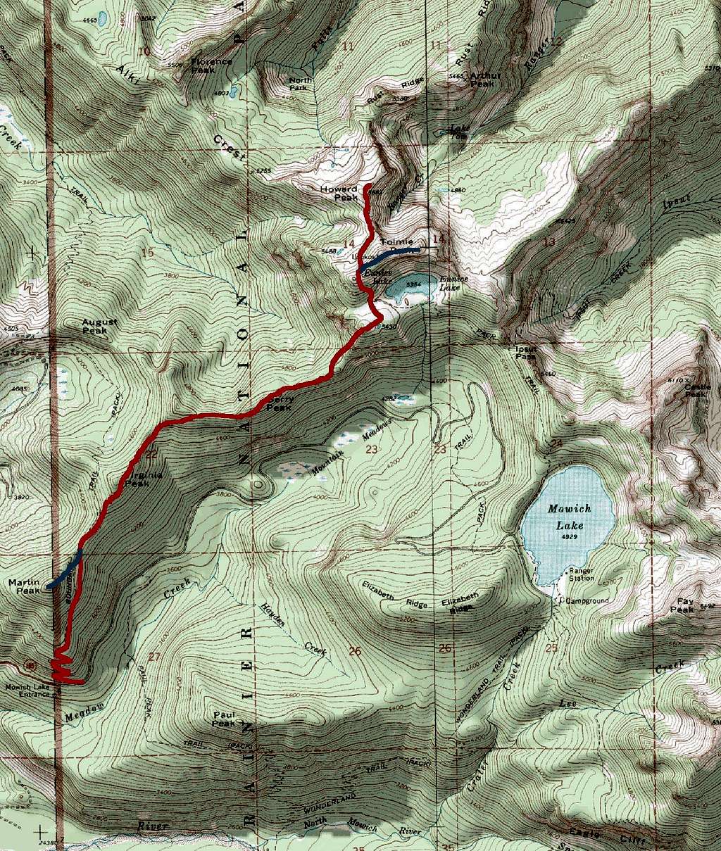 Winter Route From Mowich Lake Park Boundary