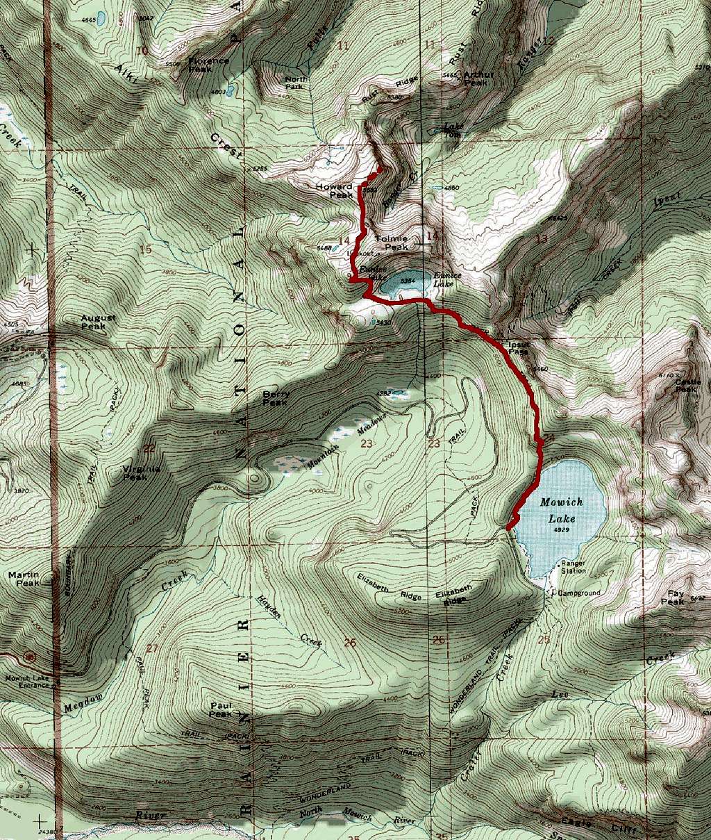 Summer Route From Mowich Lake 