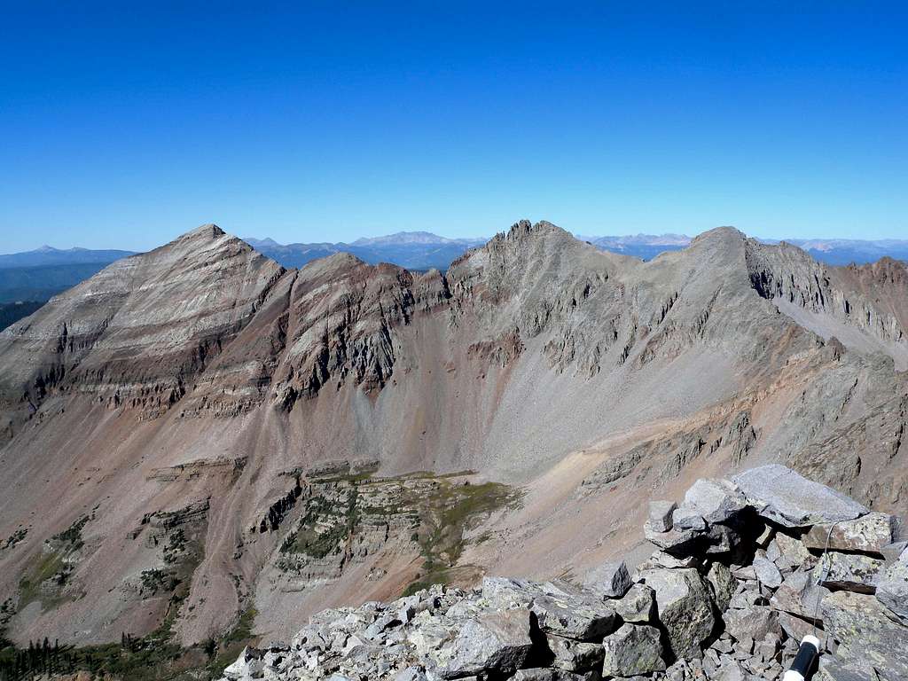 Hesperus Peak, Lavender Peak, and Mount Moss