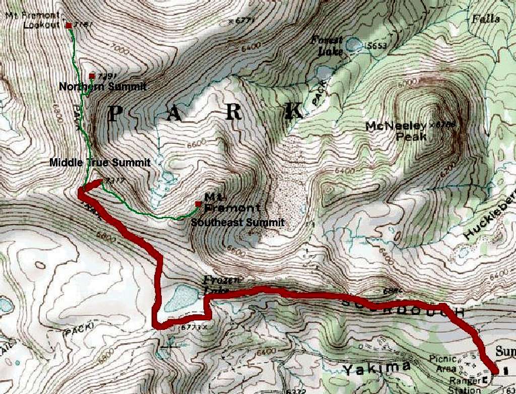 Map of Mount Fremont