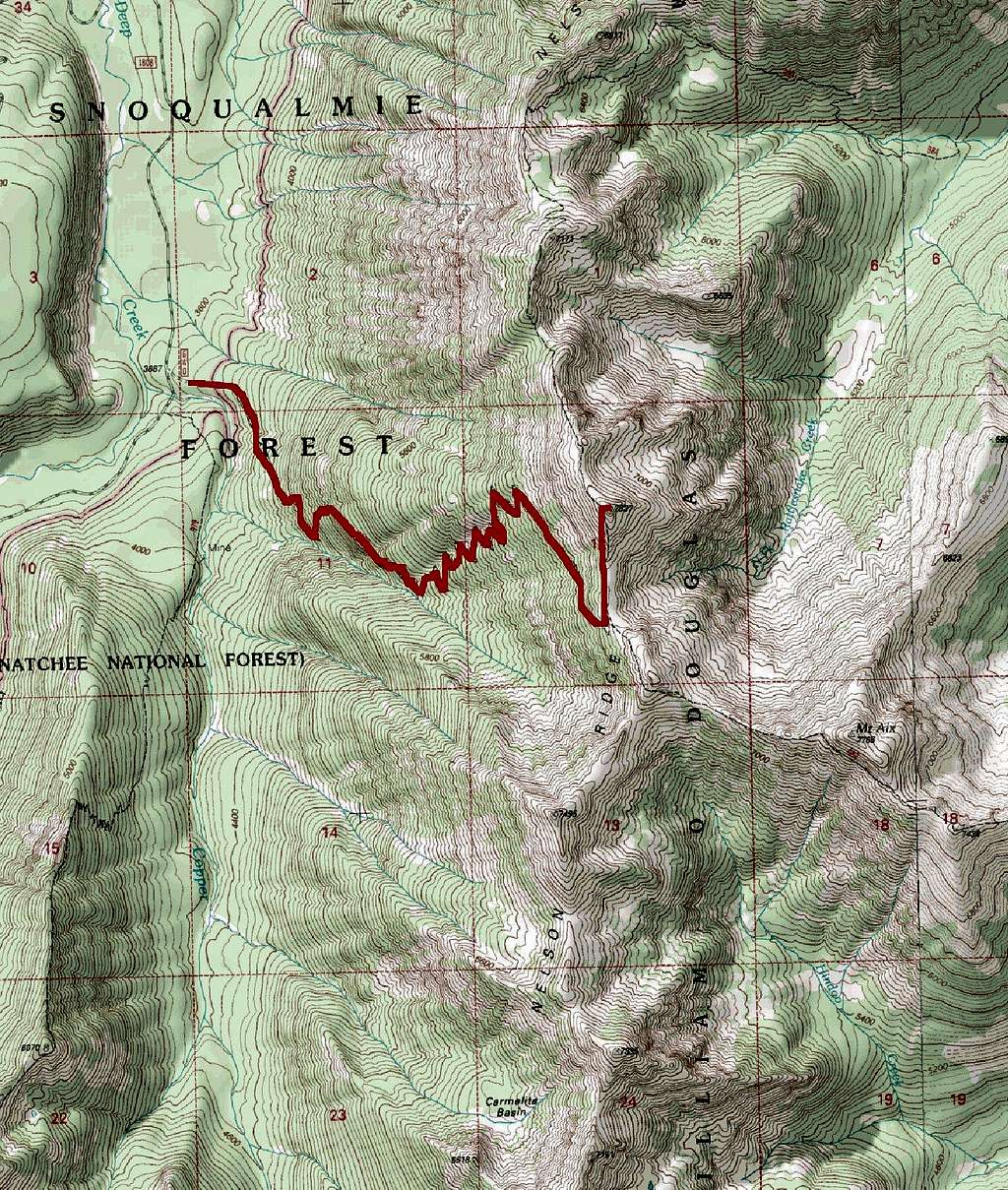 Map of Route to Nelson Ridge