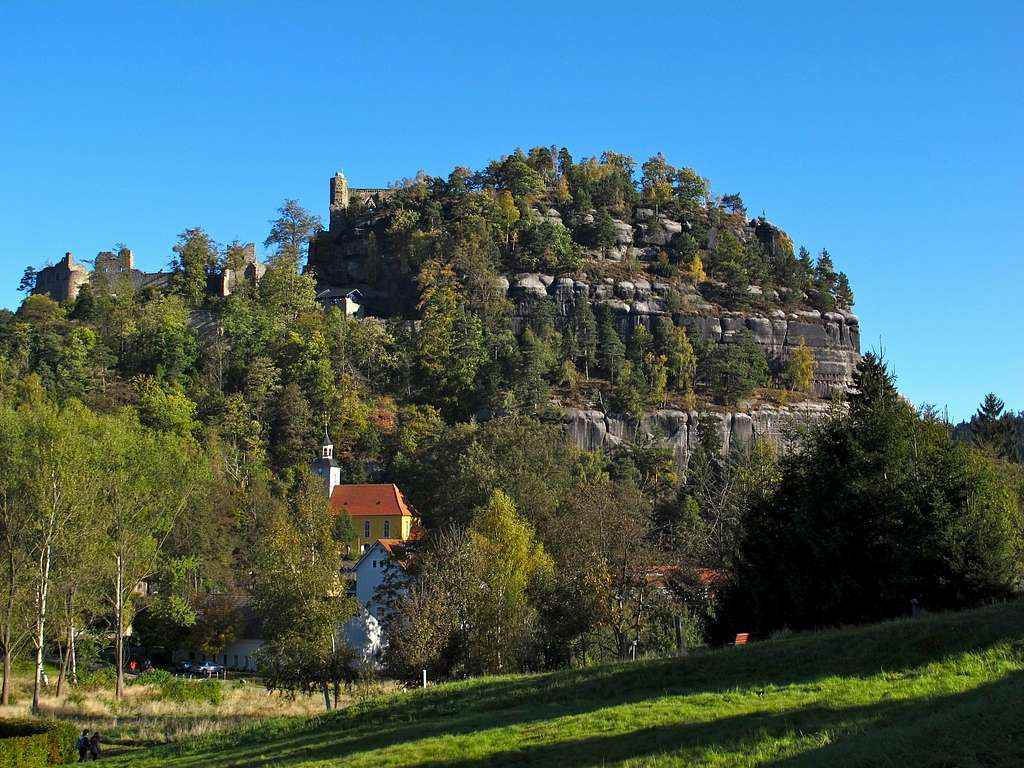Mount Oybin with it's castle ruins on top