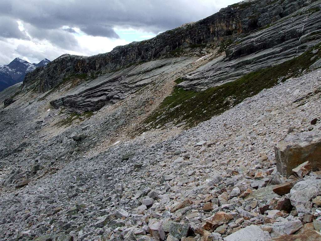 We put crampons on to descend the steep moss and rock.