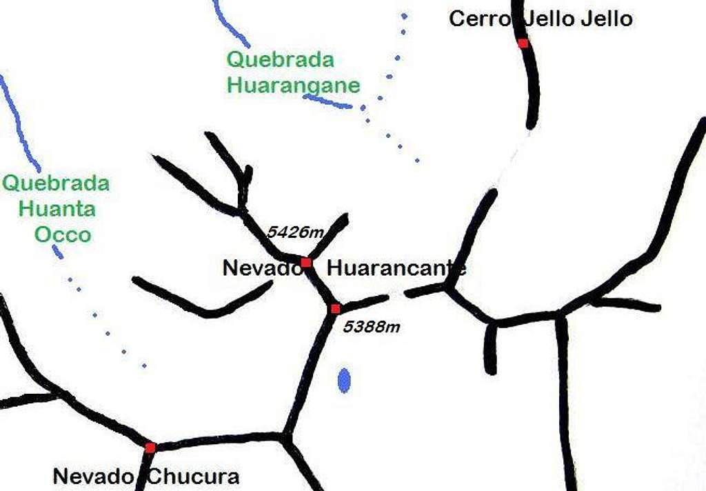 Schematic detail map of Nevado Huarancante