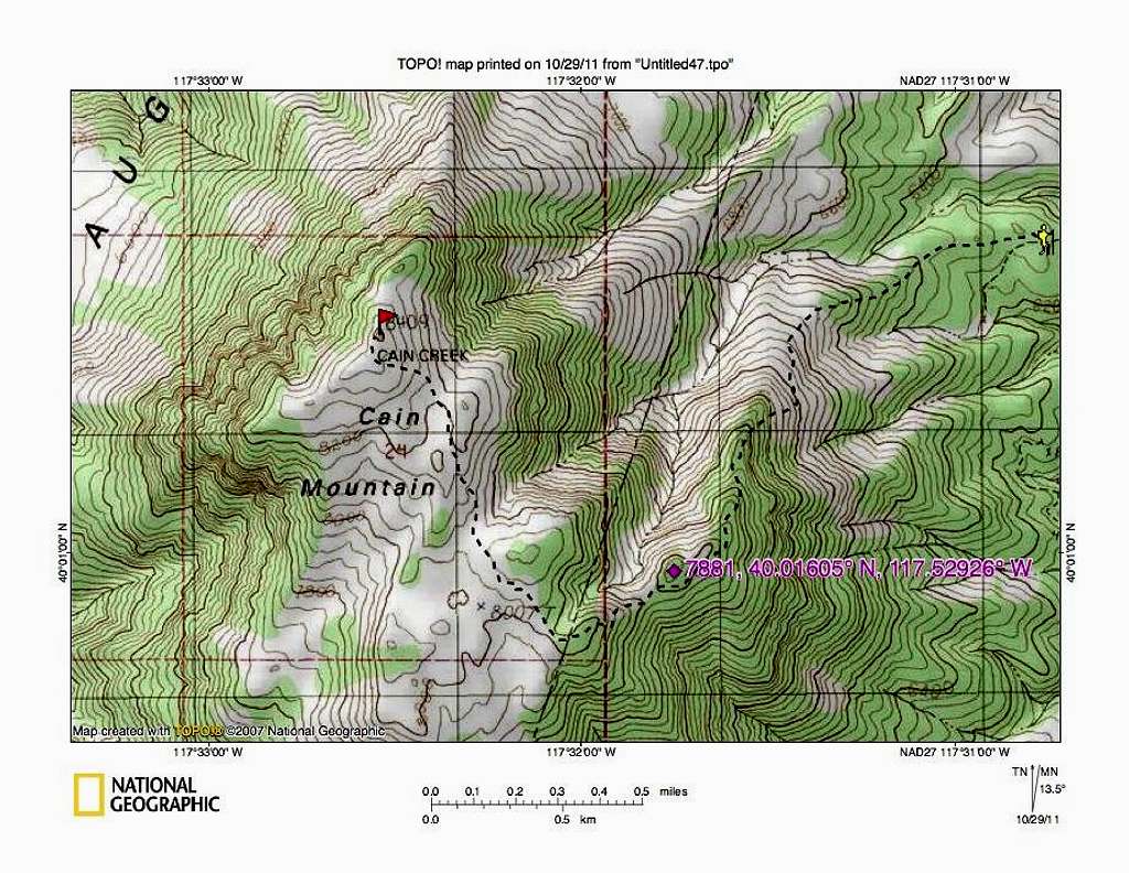 Cain Peak route map