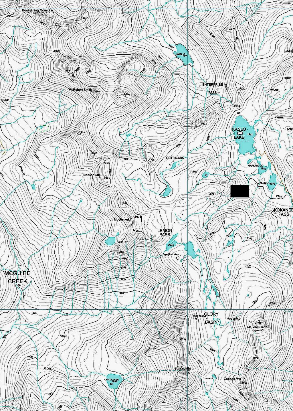 Map of Area around  Lemon Pass
