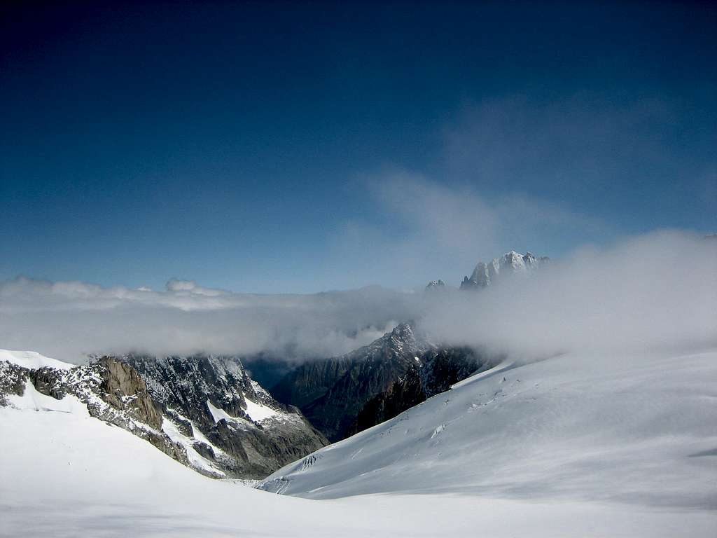 Aiguille Verte above the clouds