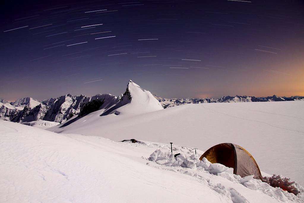 Moonlit night Winter Camp on Eldorado