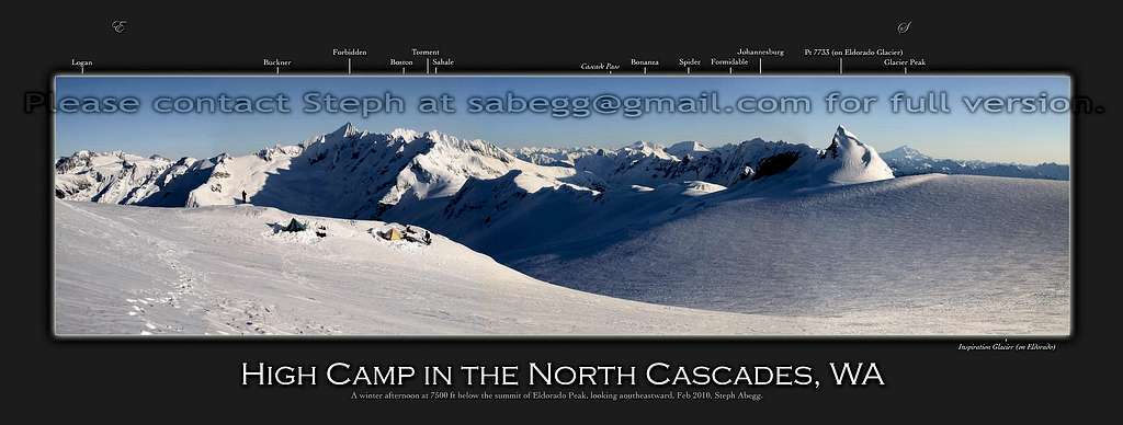 High Camp on Eldorado, Labeled Peaks