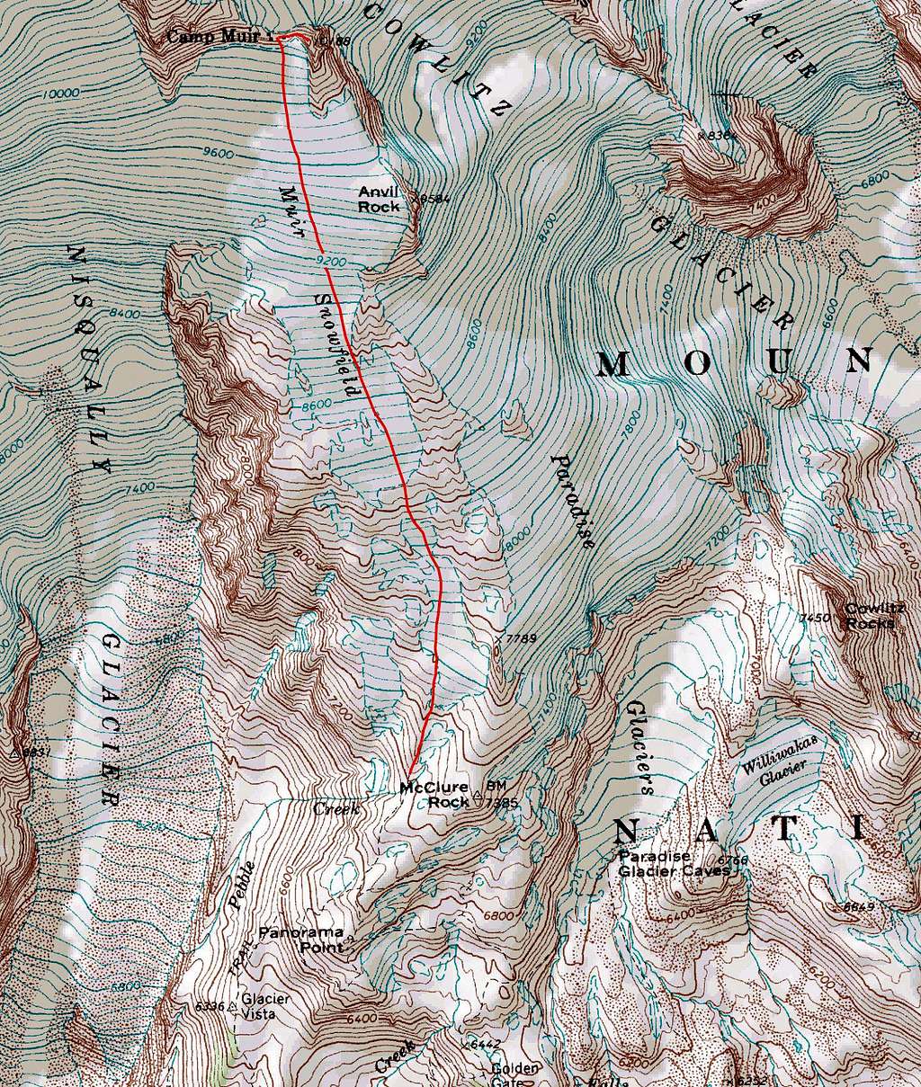 Muir Peak Topographic Map