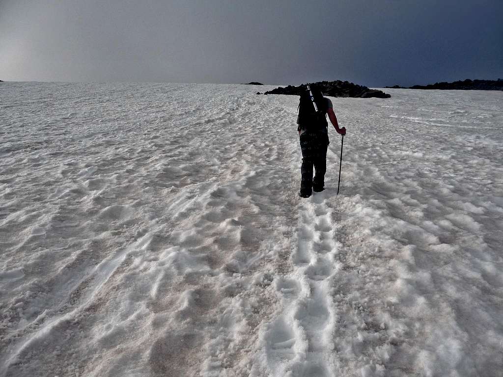 Hiking up the Muir Snowfield