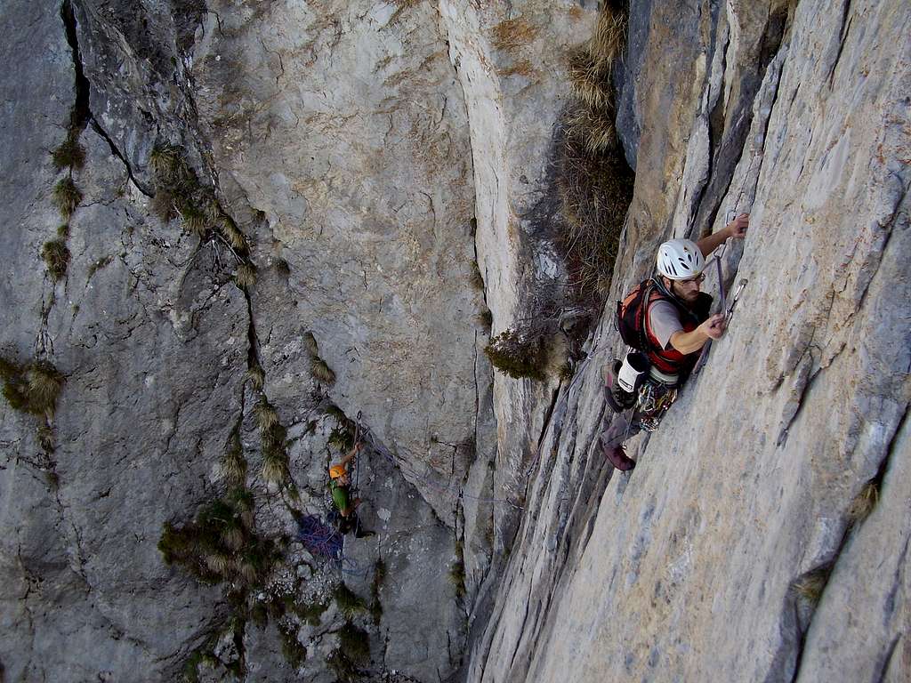 Climbing on Pizzo d'Uccello South Face