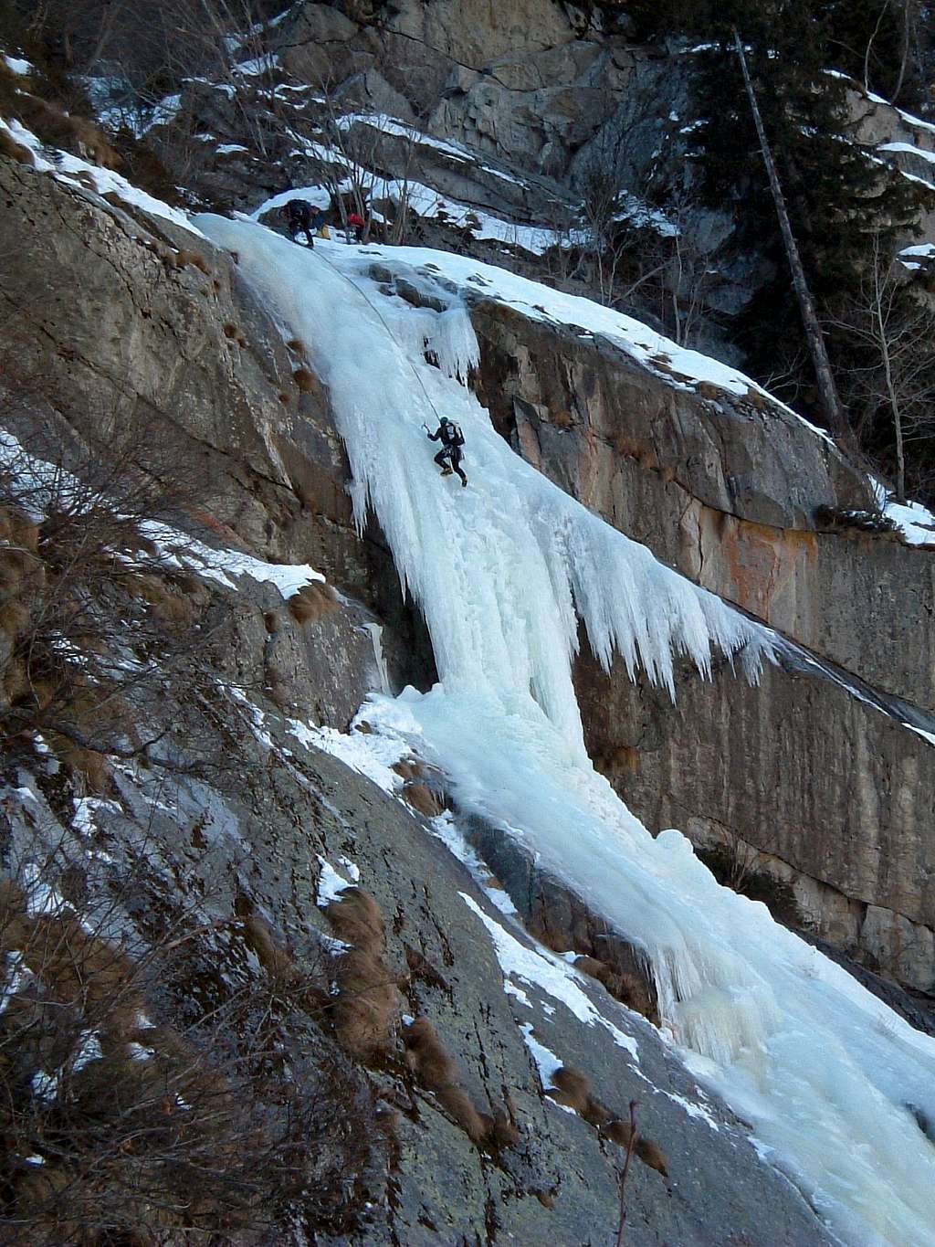 Climbing an ice fall in Daone Valley, Adamello Group