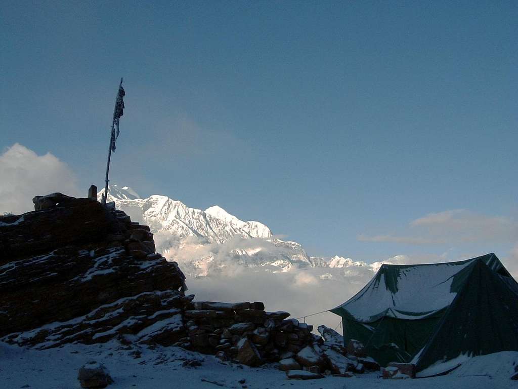 Annapurna Group - Pisang Peak Base Camp after a night snowfall