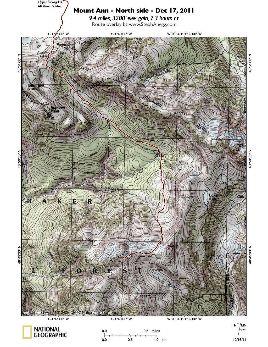 GPS overlay of route up Mt. Ann