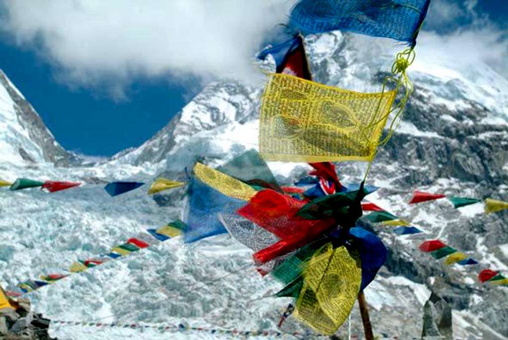 Base Camp prayer flags and...