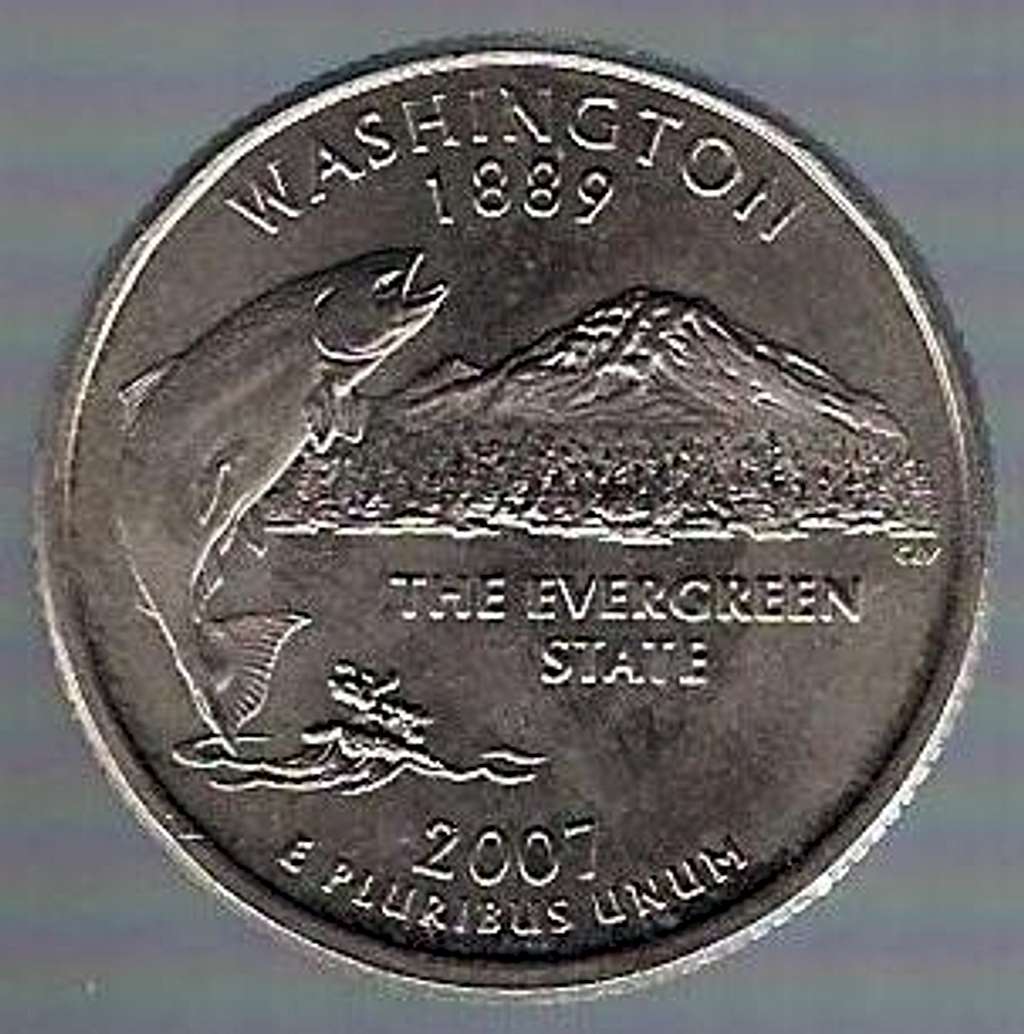Mount Rainier on 25 Cent coin (USA)  