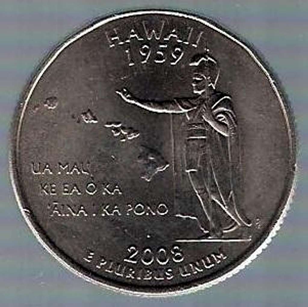 Hawaiian volcanoes on 25 Cent coin (USA)  