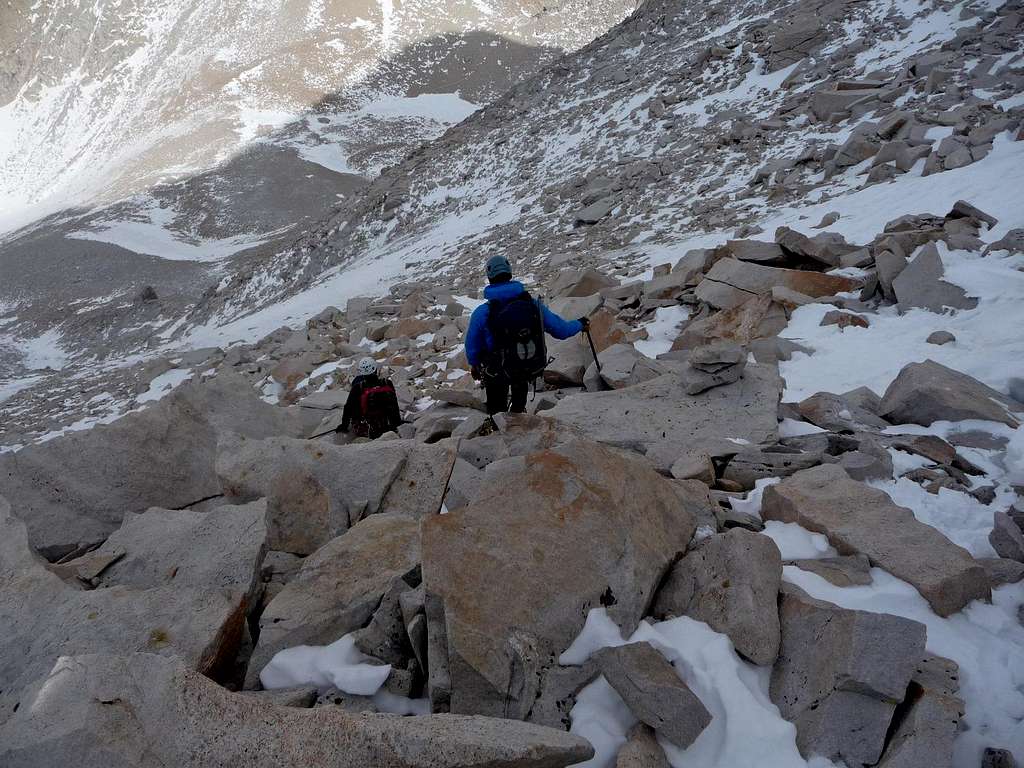 Hiking down the Mountaineers Route