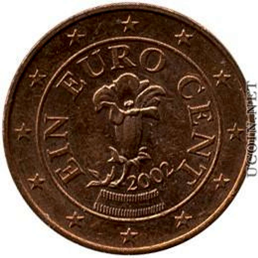 Gentian on 1 Euro-cent from Austria
