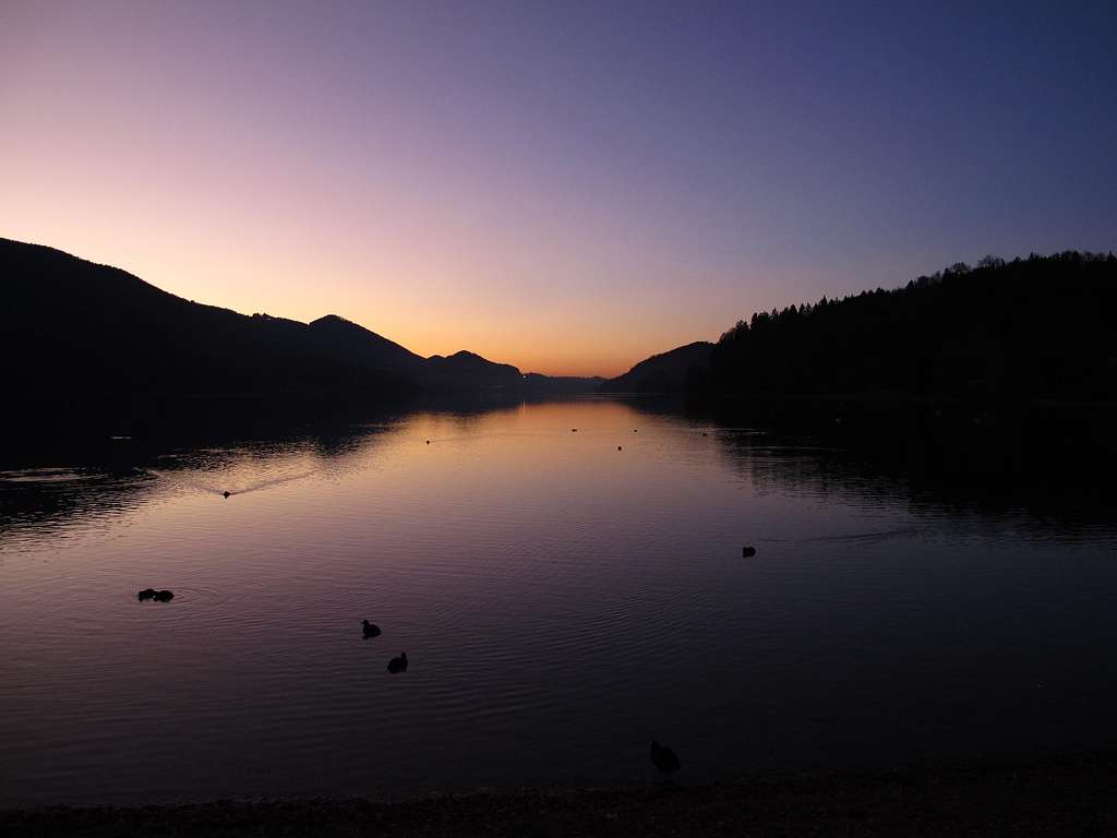 The Fuschlsee lake in the evening