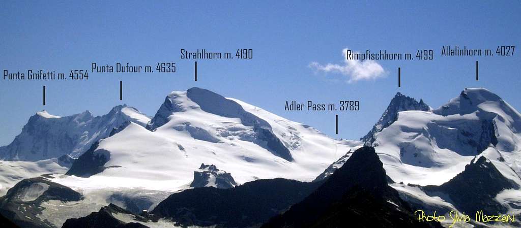 View over Monte Rosa and Strahlhorn Massif