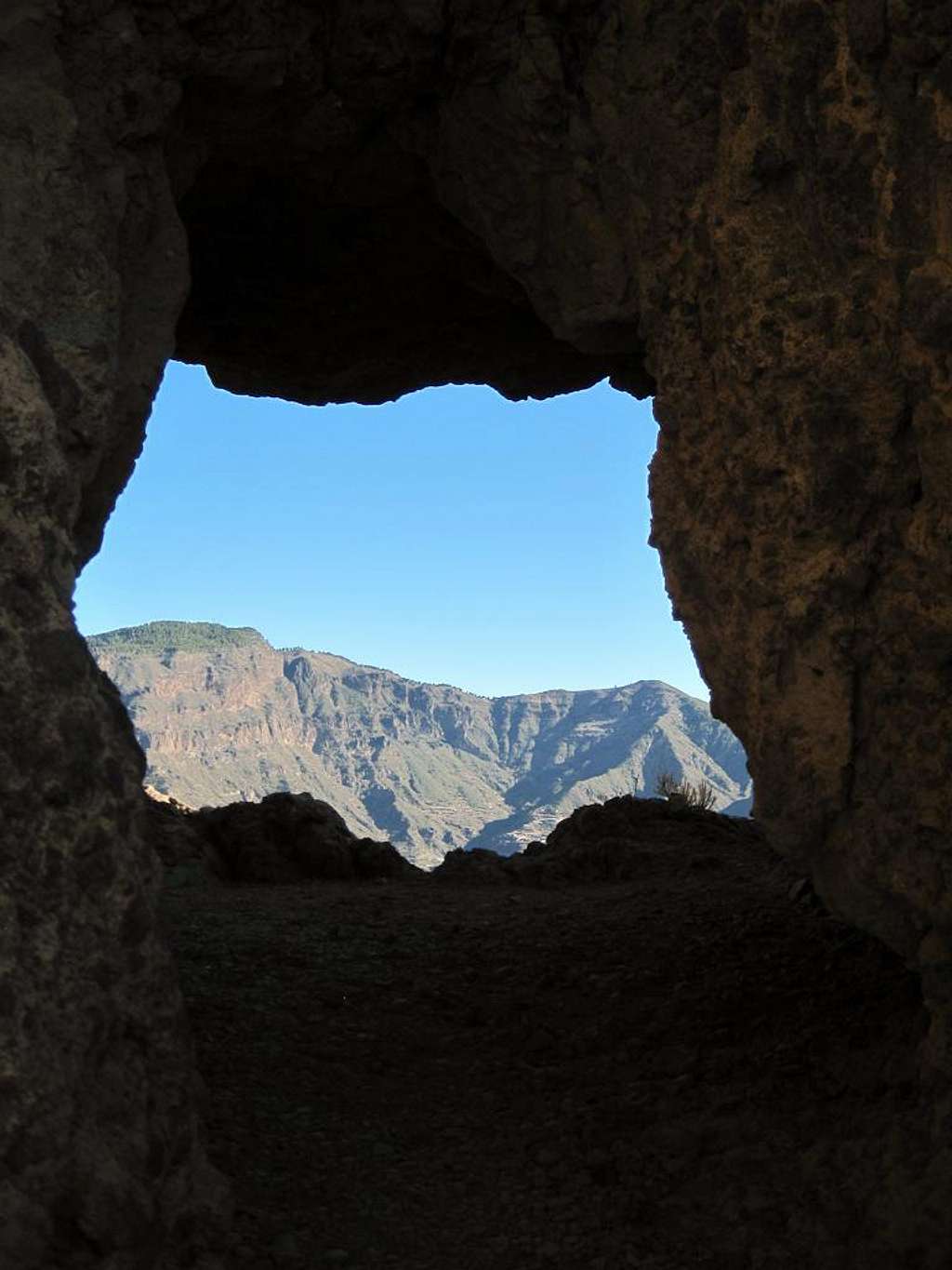 Rock window inside Roque Bentaiga