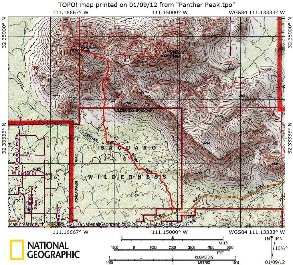 Route Map_Panther Peak Wash