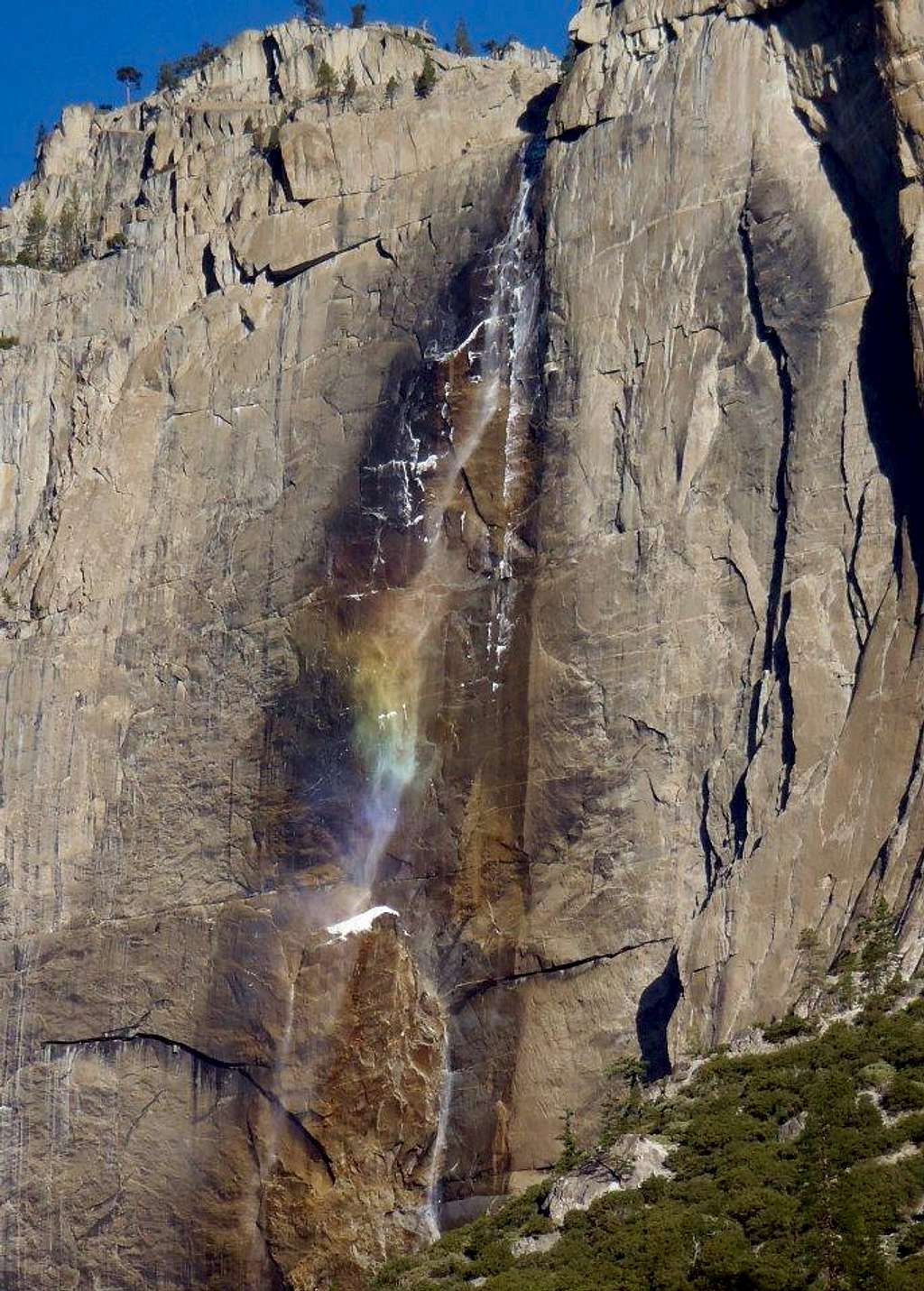 Yosemite Falls with rainbow off of the mist