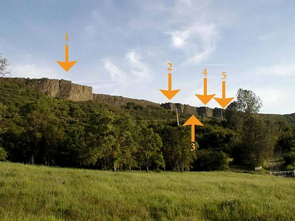 Table Mountain Overview (from Mtn Project) 1) The Fissures 2) Mid-Wall 3) The Eastern Front 4) The Grotto 5) The Welcome Wall 