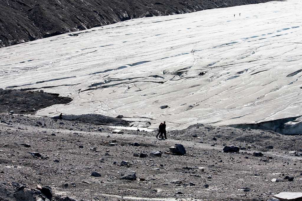 Walking Along the Athabasca Glacier Toe