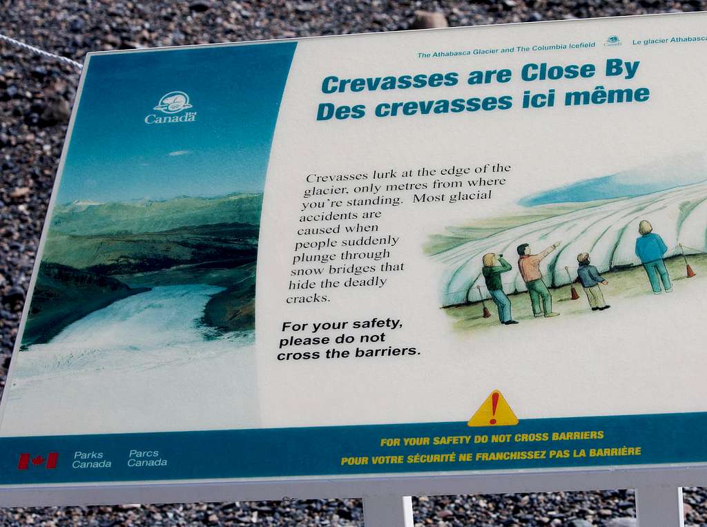 Athabasca Glacier Warning Sign