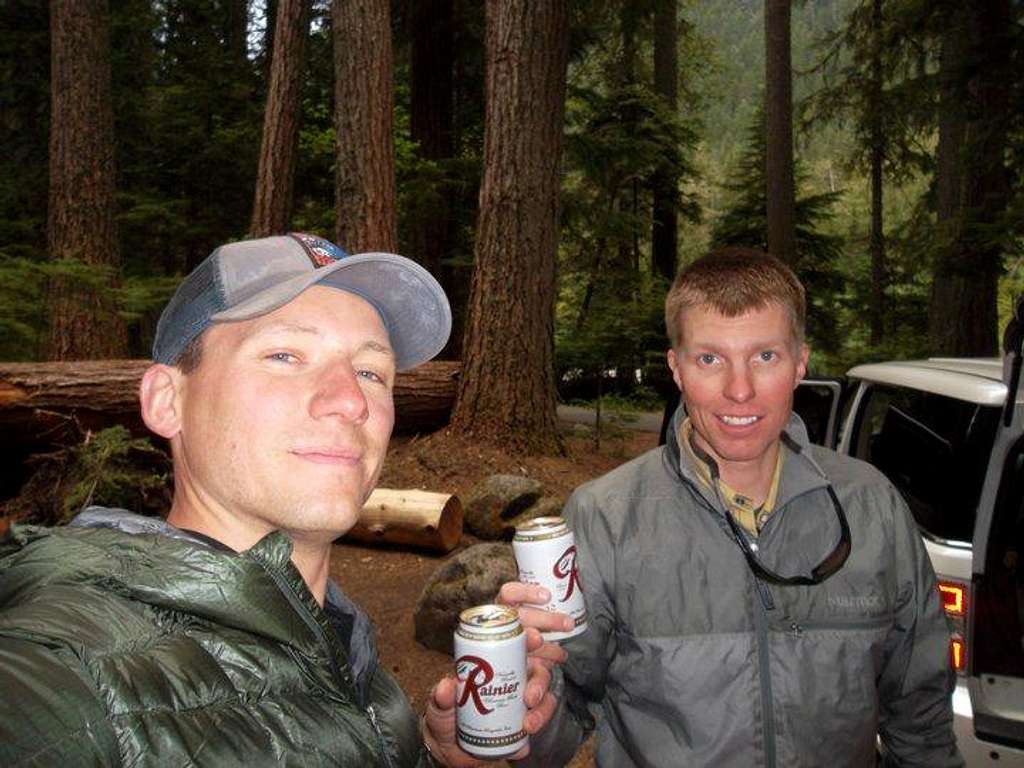 Accomodating campgrounds and pre-climb Rainier beer.