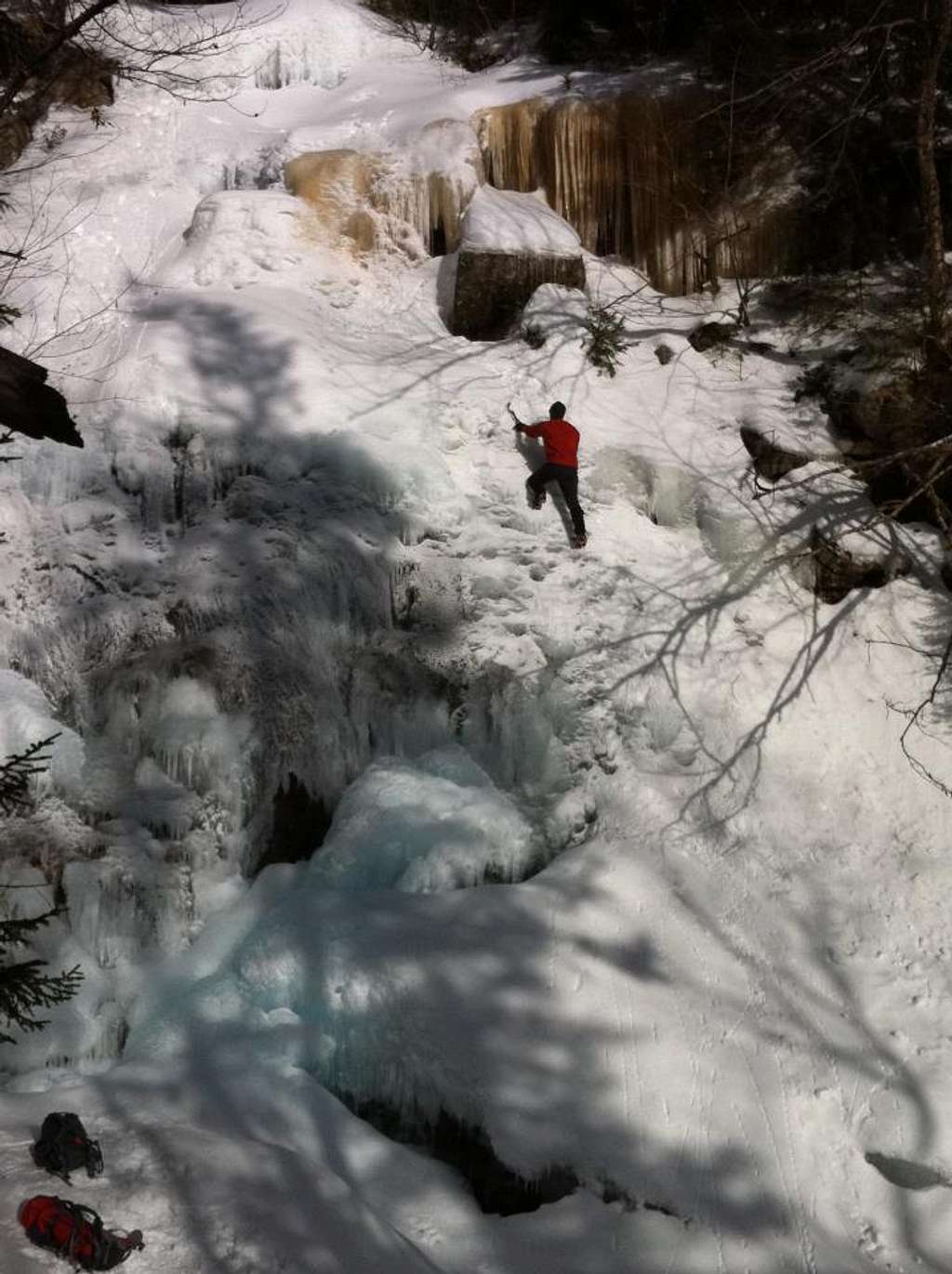 Soloing some ice off of the Falling Waters Trail, Little Haystack MT, NH