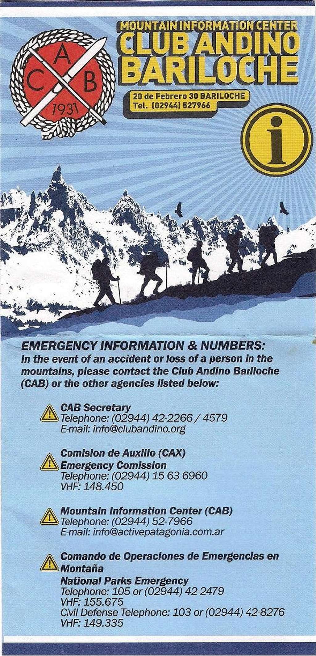 Club Andino Bariloche leaflet