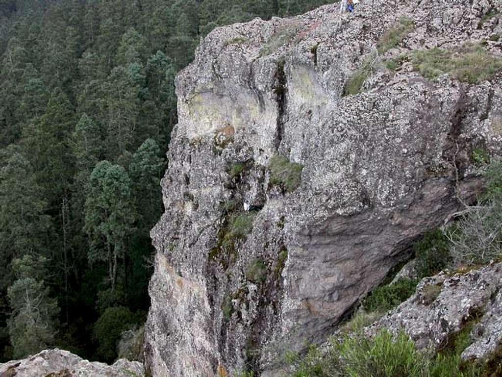 Rappeling down from the top...