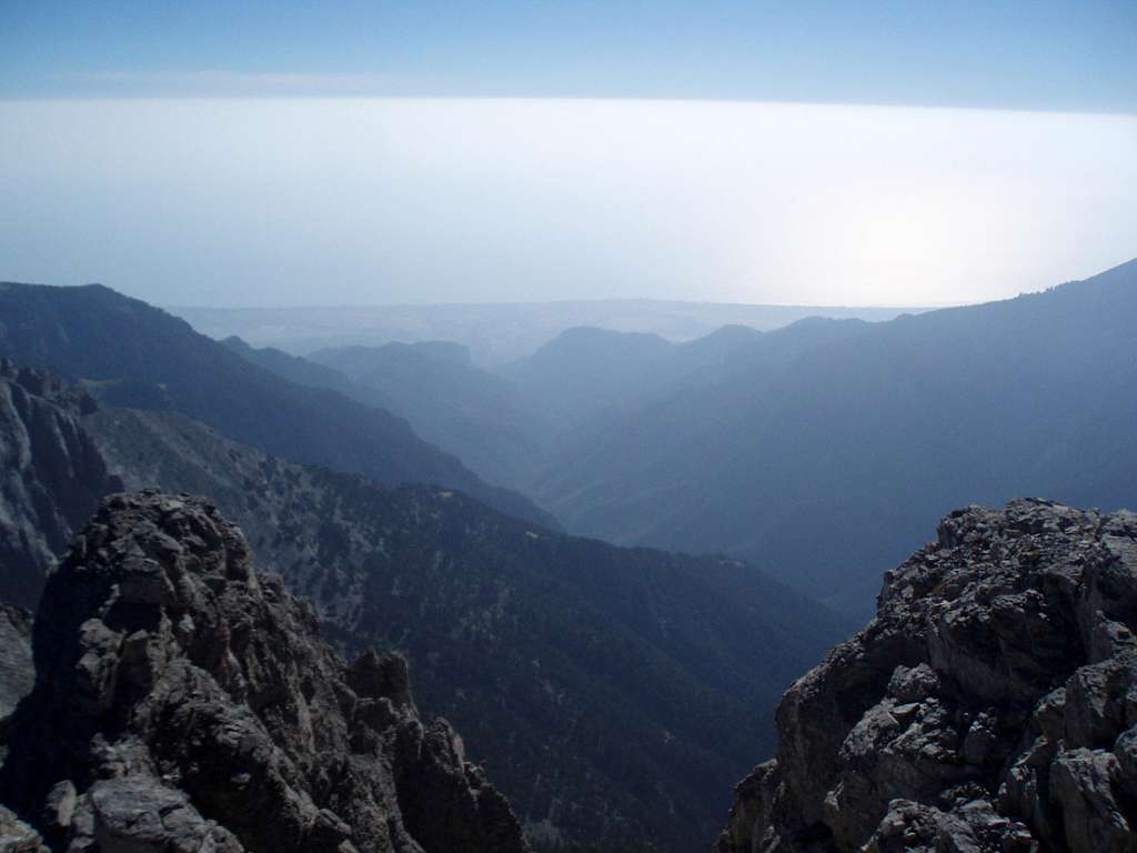 The Pierian coasts photographed from Mutikas peak in a summer morning