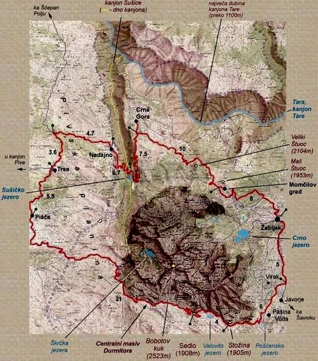 Map of Durmitor...