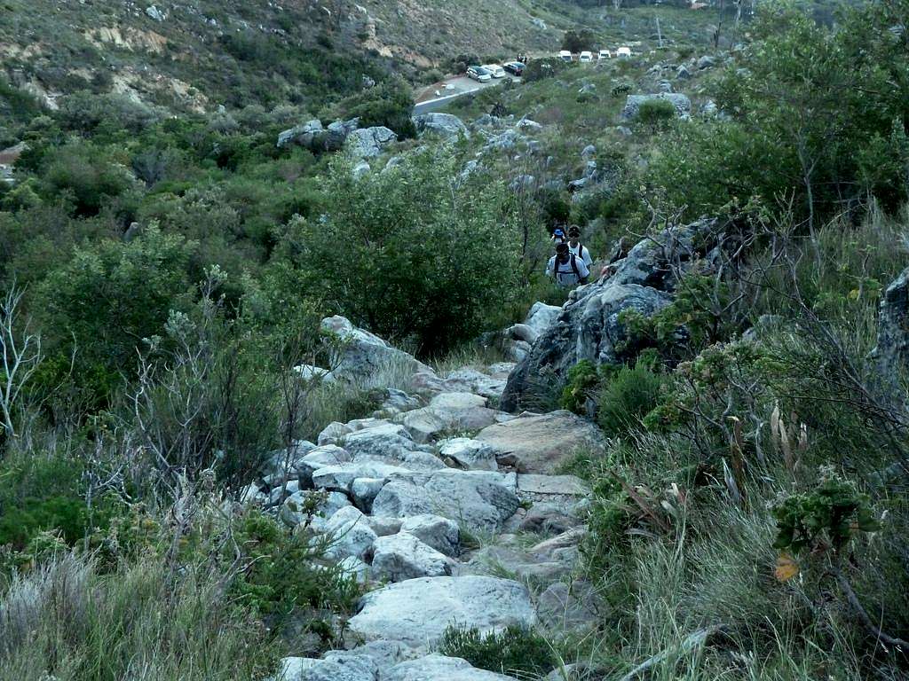 Heading up Table Mountain's Platteklip Gorge