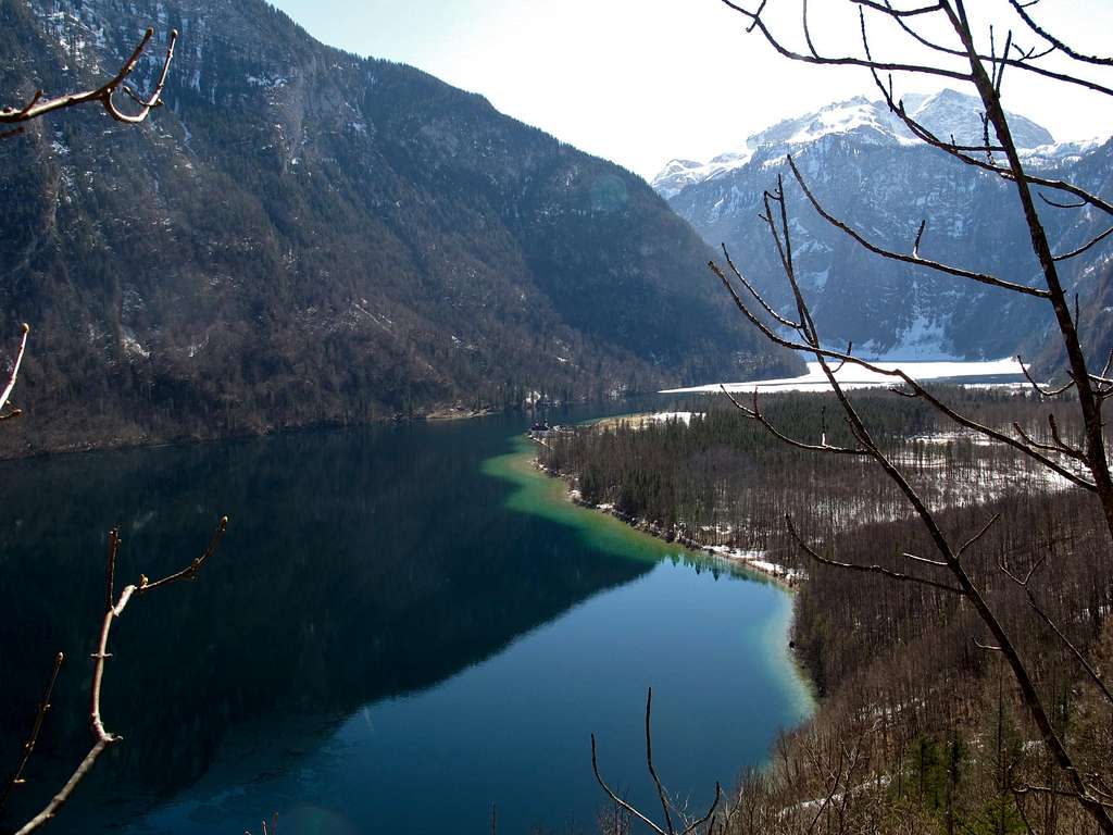 View to St. Bartholomä and the upper part of the Königssee lake