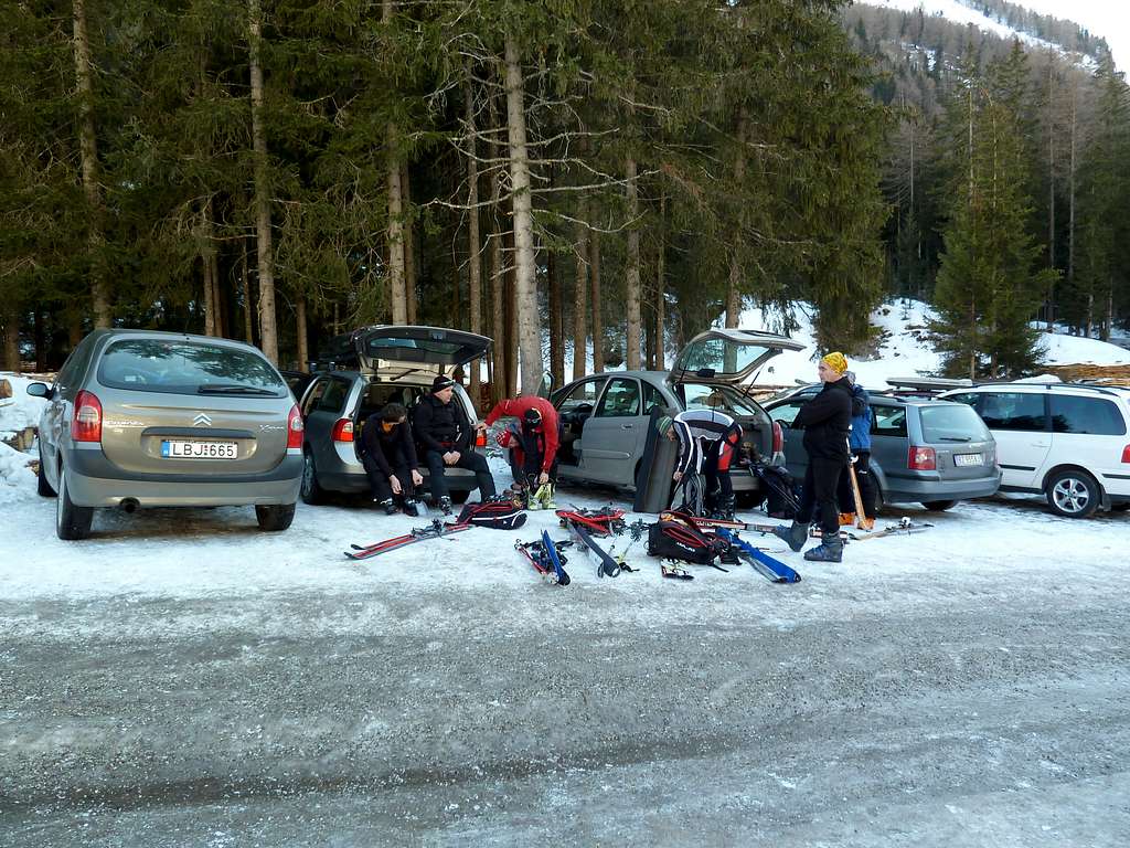 The parking place in Riva di Tures