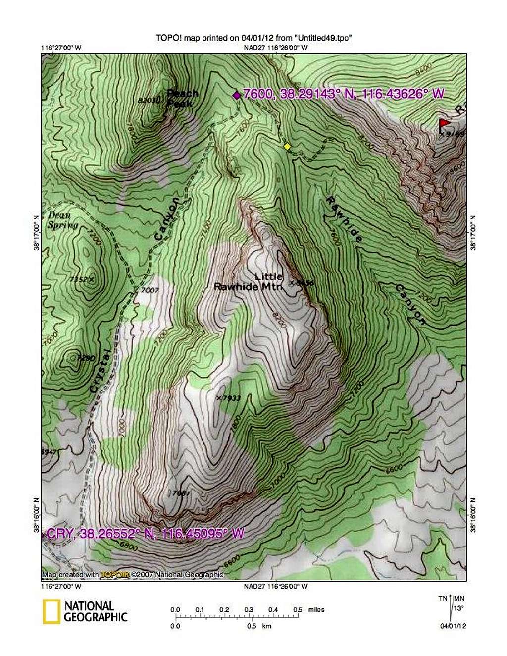 Rawhide Mountain map