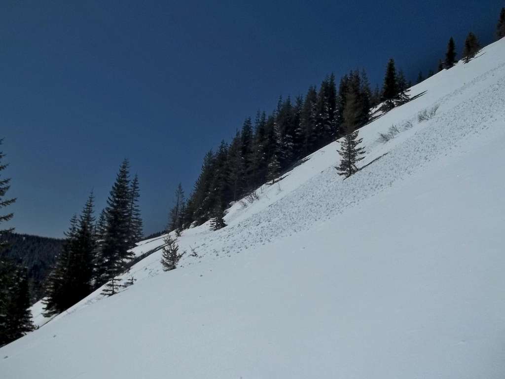 Avalanche zone on the way up