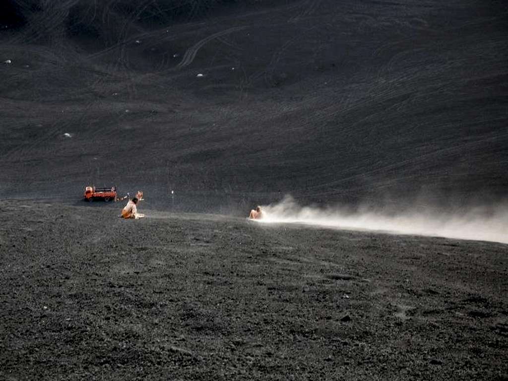 Volcano boarding down Cerro Negro